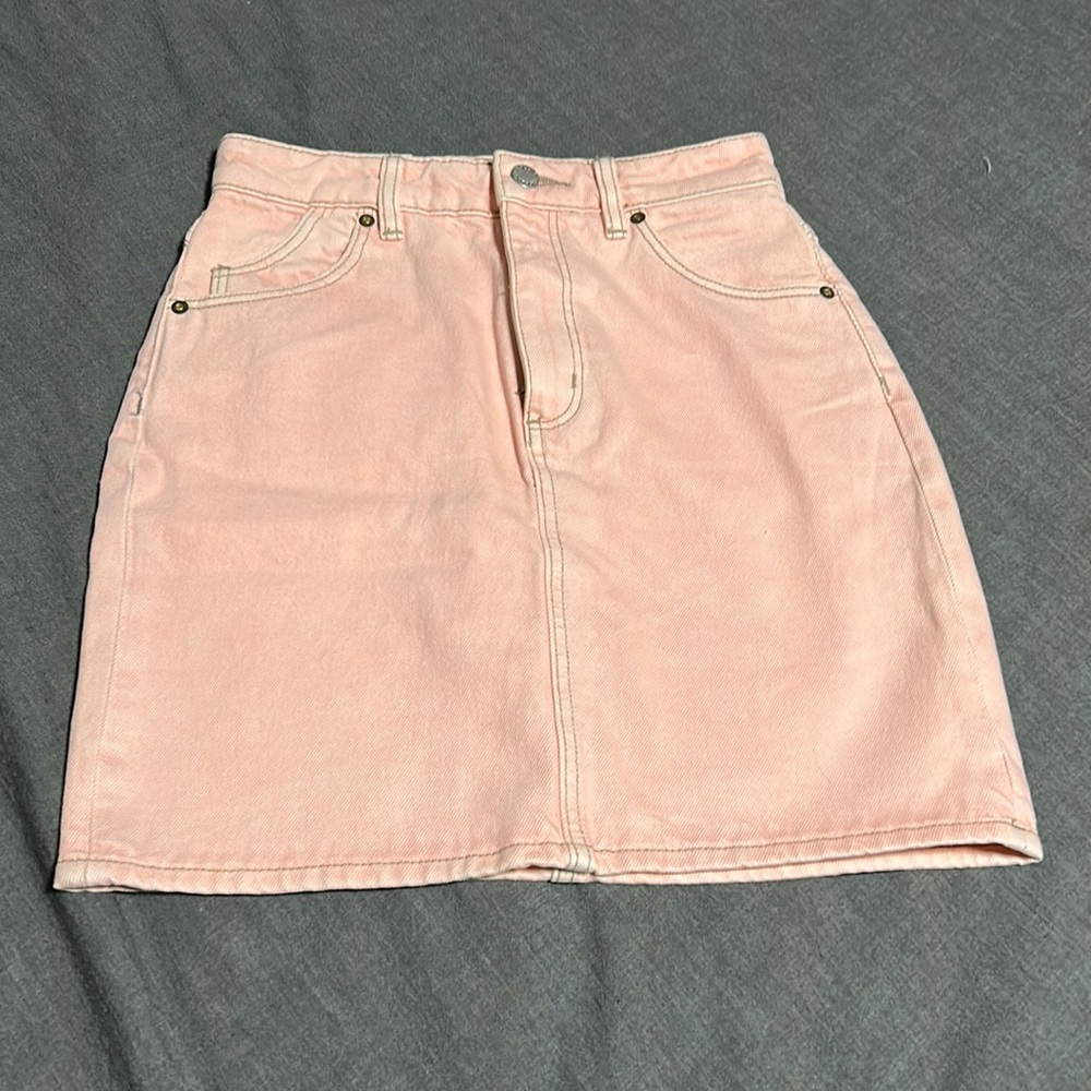 Pink denim skirt